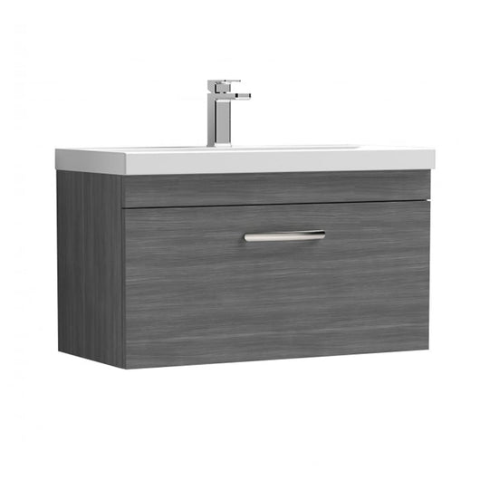  Nuie Athena 800mm Wall Hung Vanity With Basin 3 - Anthracite Woodgrain - ATH060D