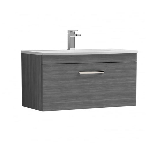  Nuie Athena 800mm Wall Hung Vanity With Basin 4 - Anthracite Woodgrain - ATH060G