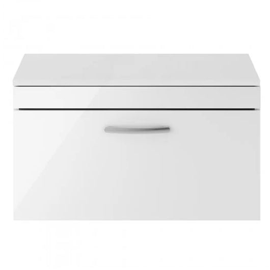  Mantello 800mm Wall Hung 1-Drawer Countertop Vanity Unit - Gloss White