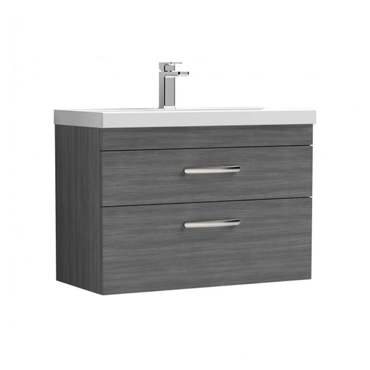  Nuie Athena 800mm Wall Hung Vanity With Basin 1 - Anthracite Woodgrain - ATH067A
