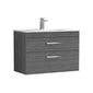 Mantello 800 Wall Hung 2-Drawer Basin Vanity Unit- Anthracite Woodgrain