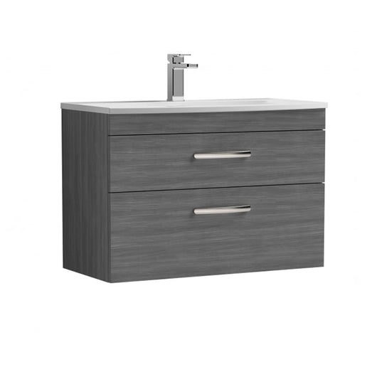  Nuie Athena 800mm Wall Hung Vanity With Basin 4 - Anthracite Woodgrain - ATH067G