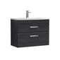 Nuie Athena 800mm Wall Hung Vanity With Basin 4 - Charcoal Black - ATH068G