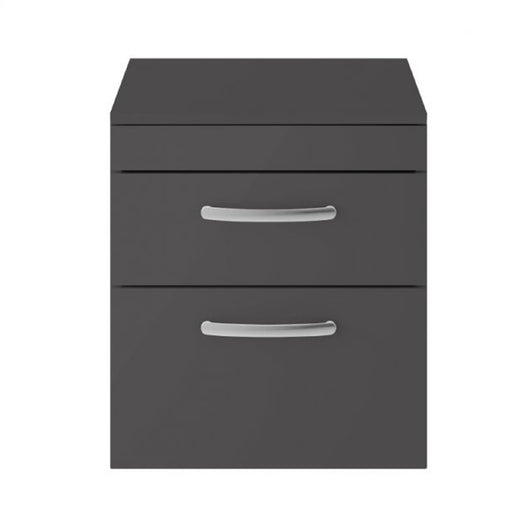  Mantello 500mm Wall Hung 2-Drawer Countertop Vanity Unit - Gloss Grey