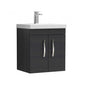 Nuie Athena 500mm Wall Hung Cabinet With Basin 3 - Charcoal Black