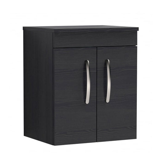  Nuie Athena 500mm Wall Hung Cabinet With Worktop - Charcoal Black