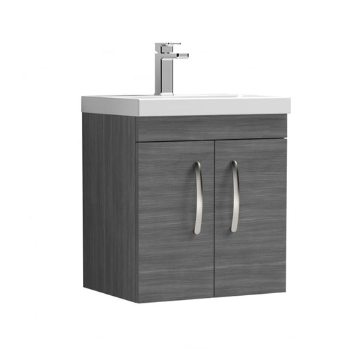  Nuie Athena 500mm Wall Hung Cabinet With Basin 3 - Anthracite Woodgrain