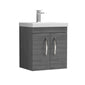 Nuie Athena 500mm Wall Hung Cabinet With Basin 3 - Anthracite Woodgrain