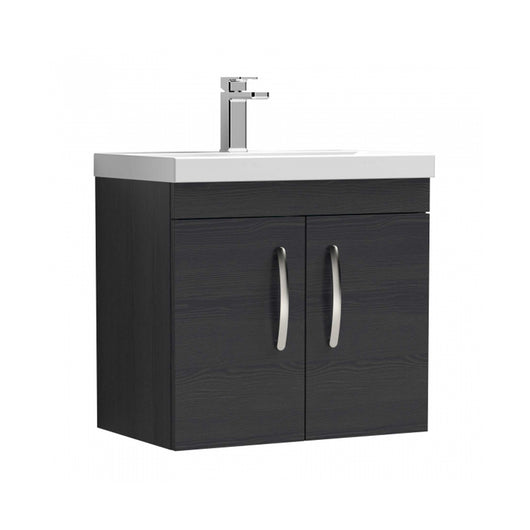  Nuie Athena 600mm Wall Hung Cabinet With Basin 3 - Charcoal Black