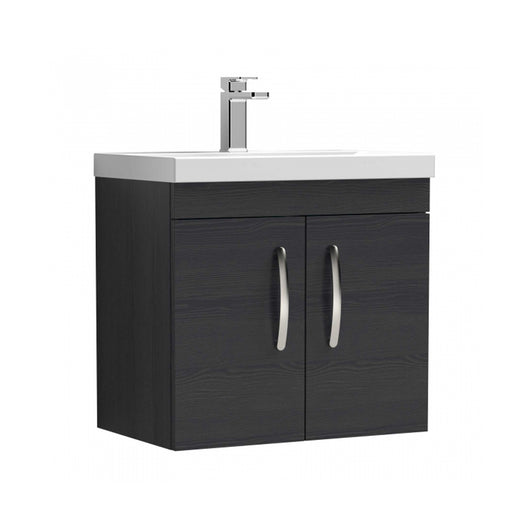  Nuie Athena 600mm Wall Hung Cabinet With Basin 1 - Charcoal Black