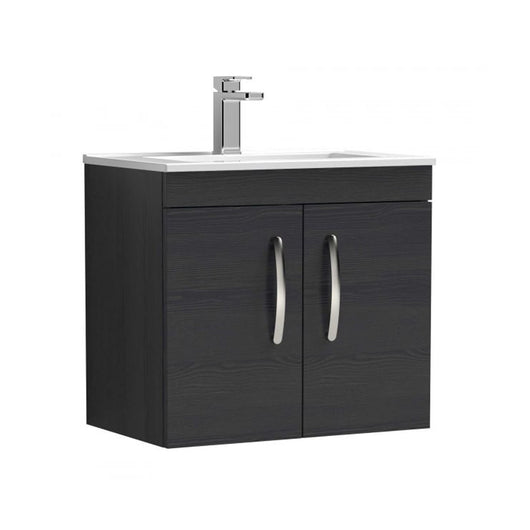  Nuie Athena 600mm Wall Hung Cabinet With Basin 4 - Charcoal Black