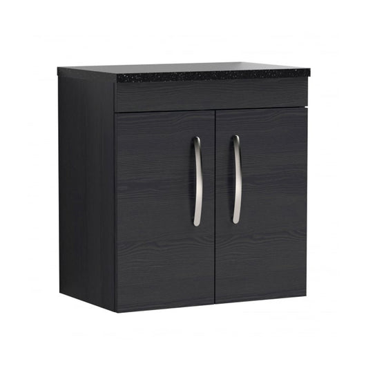  Nuie Athena 600mm Wall Hung Cabinet With Sparkling Black Worktop - Charcoal Black