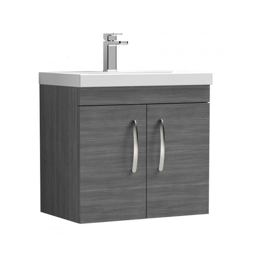  Nuie Athena 600mm Wall Hung Cabinet With Basin 1 - Anthracite Woodgrain