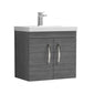 Nuie Athena 600mm Wall Hung Cabinet With Basin 3 - Anthracite Woodgrain