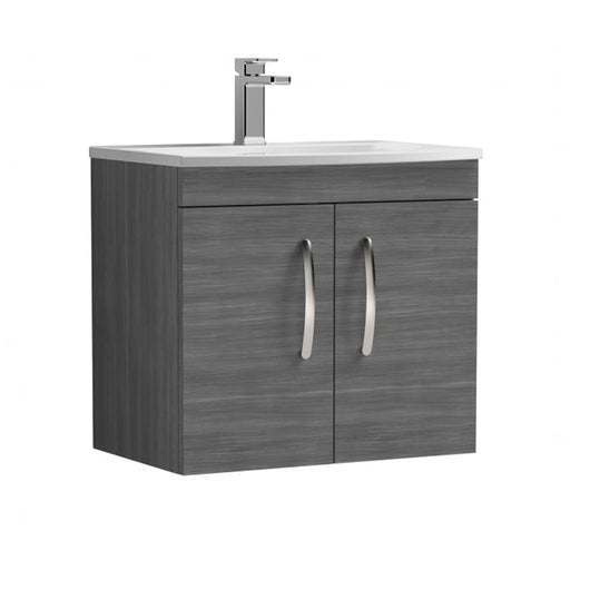  Nuie Athena 600mm Wall Hung Cabinet With Basin 4 - Anthracite Woodgrain