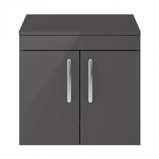  Mantello 600mm Wall Hung 2-Door Countertop Vanity Unit - Gloss Grey