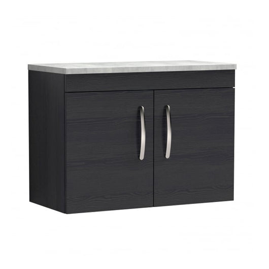  Nuie Athena 800mm Wall Hung Cabinet With Grey Worktop - Charcoal Black