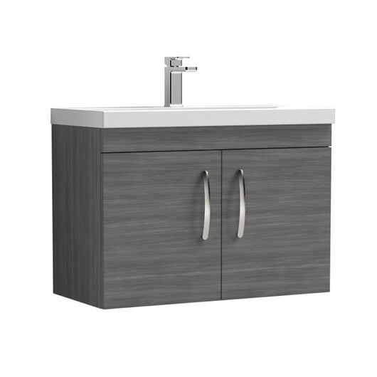  Nuie Athena 800mm Wall Hung Cabinet With Basin 1 - Anthracite Woodgrain