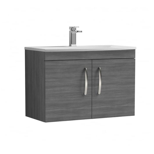  Nuie Athena 800mm Wall Hung Cabinet With Basin 4 - Anthracite Woodgrain