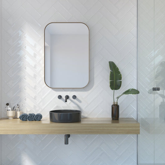  Cut Sample: Anise White Gloss Rectangle Ceramic Tiles