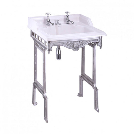  Burlington Classic 650mm Basin with Invisible Overflow & Brushed Aluminium Basin Stand