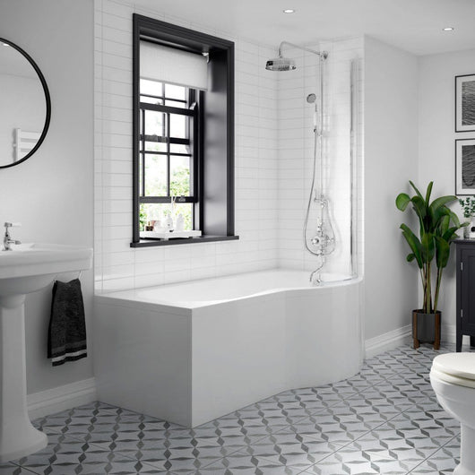  1700 P-Shaped Bath with Bath Screen and Front Panel - welovecouk