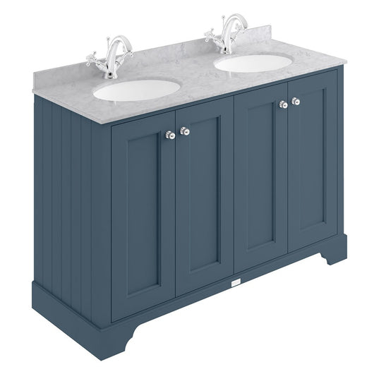 Bayswater 1200mm 4-Door Floor Standing Basin Cabinet - Stiffkey Blue - welovecouk