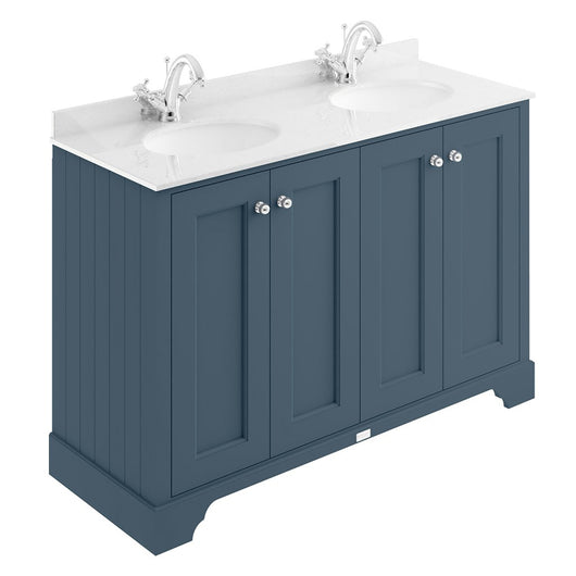  Bayswater 1200mm 4-Door Floor Standing Basin Cabinet - Stiffkey Blue - welovecouk