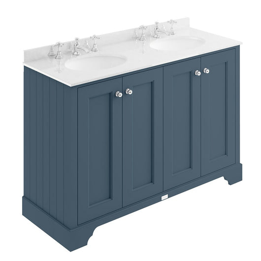  Bayswater 1200mm 4-Door Floor Standing Basin Cabinet - Stiffkey Blue - welovecouk