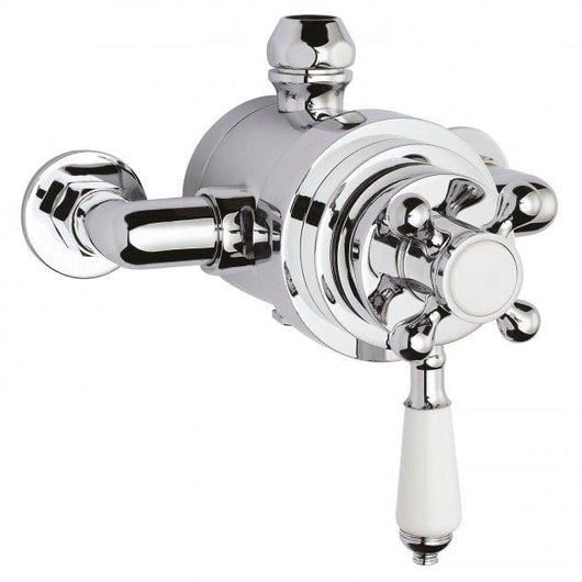  Bayswater Traditional Dual Exposed Concentric Shower Valve - White/Chrome
