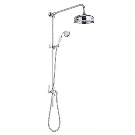  Bayswater Traditional Grand White Rigid Riser Shower Kit with Fixed Head and Handset