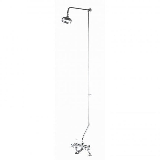  Bayswater Traditional Chrome Bath Shower Mixer Rigid Riser Kit with Fixed Head