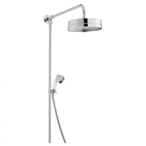  Bayswater Traditional Chrome Luxury Rigid Riser Shower Kit with Large Fixed Head and Handset