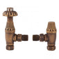 Bayswater Traditional Fluted Angled Thermostatic Radiator Valves Pair and Lockshield - Antique Brass