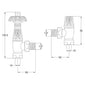 Bayswater Traditional Fluted Angled Thermostatic Radiator Valves Pair and Lockshield - Satin Nickel