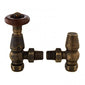 Bayswater Traditional Rounded Angled Thermostatic Radiator Valves Pair and Lockshield - Antique Brass