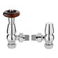Bayswater Traditional Rounded Angled Thermostatic Radiator Valves Pair and Lockshield - Chrome