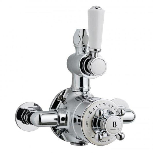  Bayswater Traditional Dual Exposed Shower Valve - White / Chrome