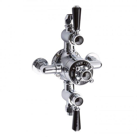  Bayswater Traditional Triple Exposed Shower Valve - Black / Chrome