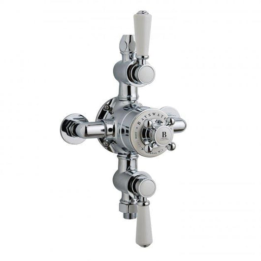  Bayswater Traditional Triple Exposed Shower Valve - White / Chrome