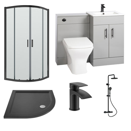  ShowerWorX Atlantic Black 800mm Quadrant Enclosure 1000mm Eden Grey Combination Bathroom Suite