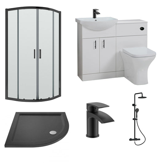  ShowerWorX Atlantic Black 900mm Quadrant Shower Enclosure Combination Bathroom Suite