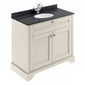 Old London 1000mm 2-Door Vanity Unit & Single Bowl Black Marble Top 1 Tap Hole - Timeless Sand - welovecouk