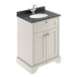 Old London 600mm 2-Door Vanity Unit & Single Bowl Black Marble Top 1 Tap Hole - Timeless Sand - welovecouk