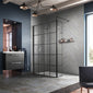 Trieste 8mm Black Grid Screen & 1700 x 700mm Stone Shower Tray