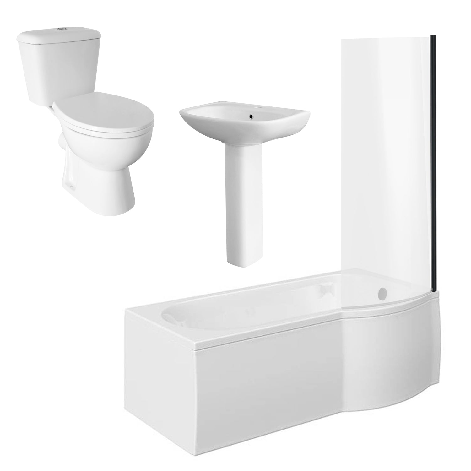 Monty 1700 Black PShaped Bathroom Suite welovecouk