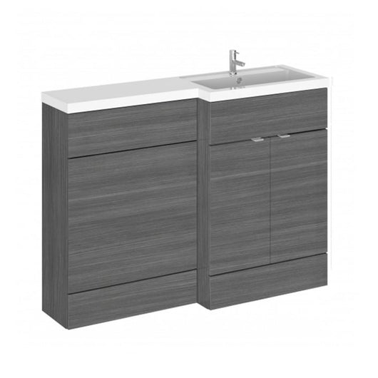  Hudson Reed Fusion Floorstanding Combination Unit & L-Shape Polymarble Basin 1200mm (2-Door) - Anthracite Woodgrain - welovecouk