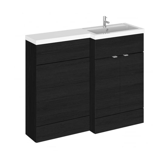  Hudson Reed Fusion Floorstanding Combination Unit & L-Shape Polymarble Basin 1200mm (2-Door) - Charcoal Black - welovecouk