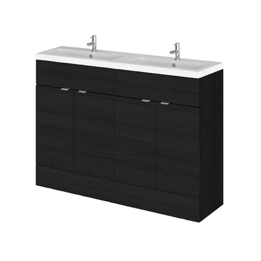  Hudson Reed Fusion 1200mm Vanity Unit & Double Ceramic Basin - Charcoal Black - CBI634A