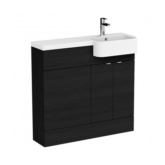  Hudson Reed Fusion Floorstanding Combination Unit & Semi Recessed Round Basin 1000mm (2-Door) - Charcoal Black - welovecouk